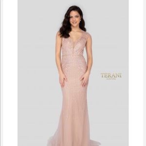 Terani Couture size 12 blush long beaded dress